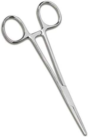 Apical Set of Kelly Forceps Locking Tweezers Clamp, Silver, Straight &Curved, 5-1/2 Inch